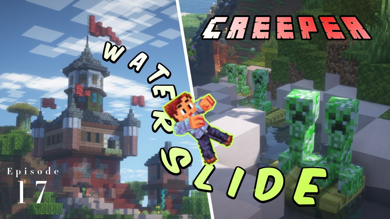 Schlitterbahn Tower Creeper Farm Waterslide with Auto-Crafting Rafts and Bamboo Farm for My Son!!