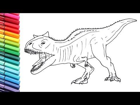 How to Draw New Jurassic World Dinosaur Carnotaur - Drawing and coloring Dinosaurs for Kids