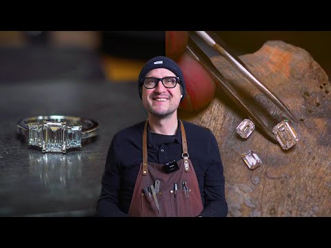 Three Stone Emerald Cut Engagement Ring | Jewellery Making Tutorial | Goldsmith's Workshop Secrets