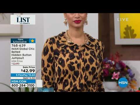 IMAN Global Chic Belted HiddenButton Jumpsuit