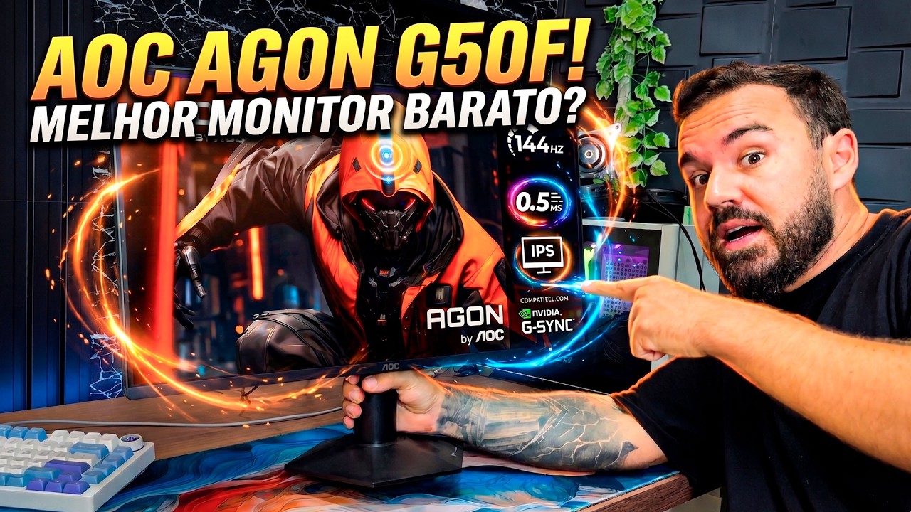 Miniatura da avaliação em vídeo de Monitor AOC 18.5'' LED VGA e HDMI