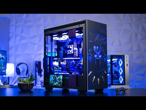 $5000 Black Panther Water Cooled Gaming PC Build - Time Lapse