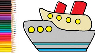 Easy Ship Drawing for Kids | Step by Step Boat Drawing Tutorial