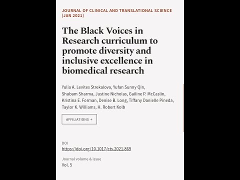 The Black Voices in Research curriculum to promote diversity and inclusive excellence... | RTCL.TV