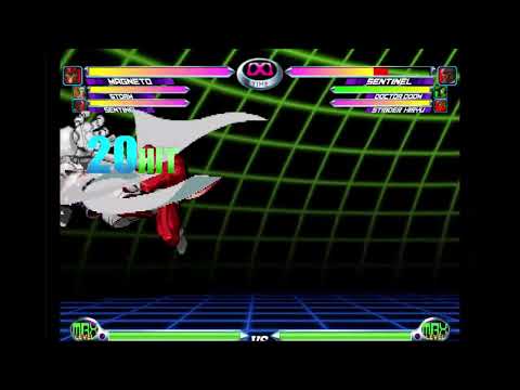 MvC2 - Magneto Flying Screen Sequence on Sentinel (1)