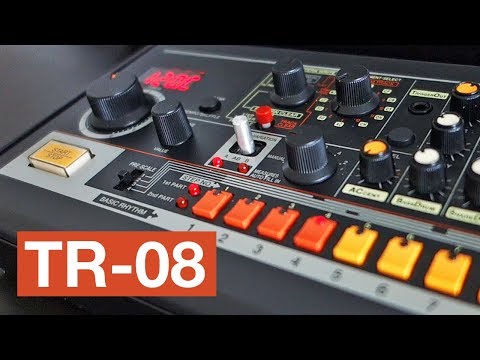 Roland TR 08 drum machine jam showing showing sounds and patterns
