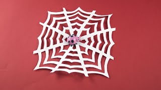 How to make a paper spider web (Cobweb) for Halloween [Paper craft]