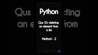 #33 deleting an element from a list #viralvideo #trending #shorts #reels #youtubeshorts #youtube