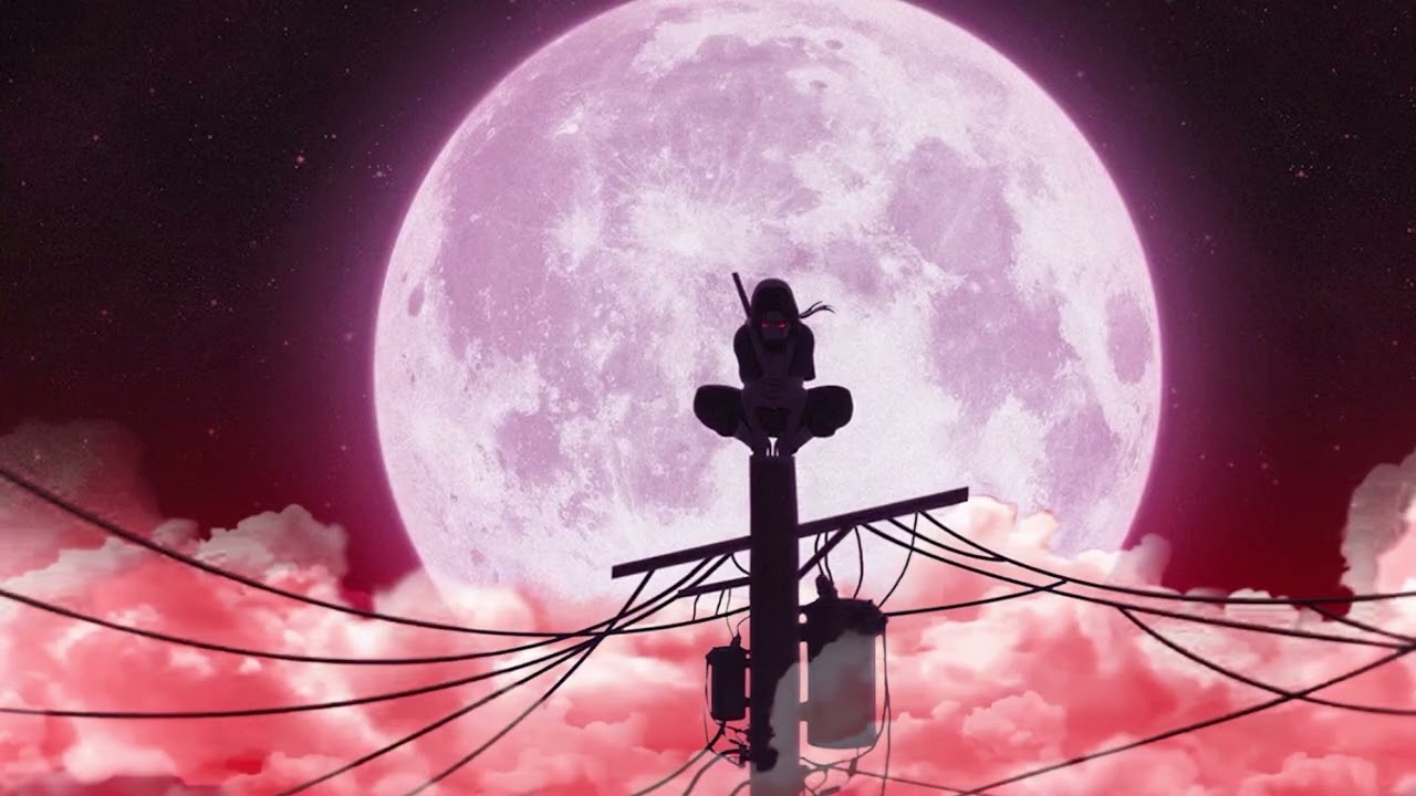 Itachi Silhouette in Front of Red Moon Live Wallpaper 4K HD | Naruto Background for PC