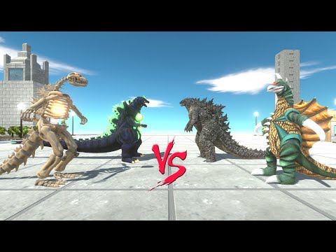 GODZILLA SKELETON + SUPER GODZILLA vs GODZILLA 2021 + GIGAN 197X - Animal Revolt Battle Simulator