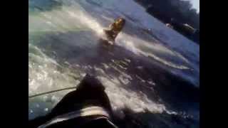 preview picture of video 'S/V VALHALLA Macgregor 26m 1st time ever kneeboarding 7/28.13'