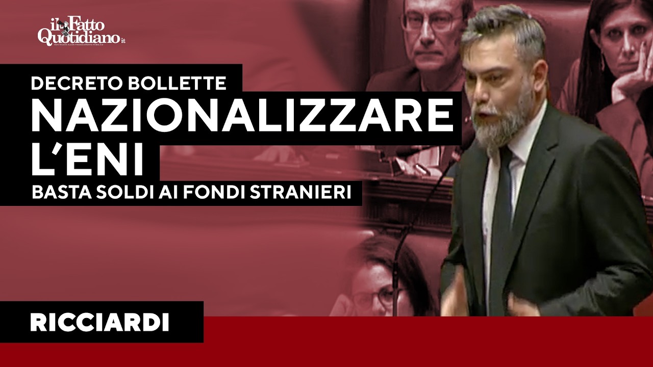 Ricciardi: "Sovranità energetica svenduta, basta soldi ai fondi. Nazionalizziamo l'Eni"