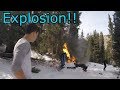 Snowmobile Catches On Fire And Blows Up!!