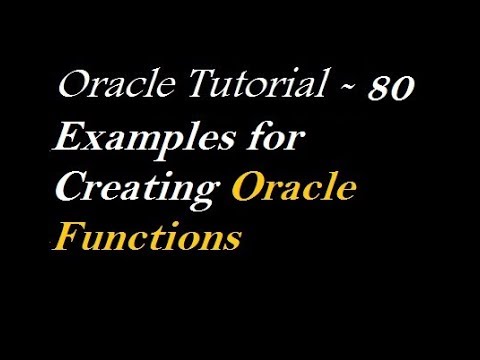How To Create Function in Oracle