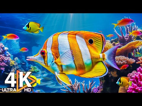 The Best 4K Aquarium 🐠 Colorful Coral Reef Fish & Jellyfish - Relaxing Music for Sleep #2