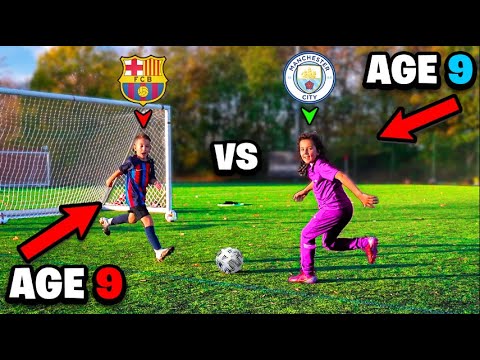 9 Year Old Girl vs 9 Year Old Boy Footballer.. KID LEWANDOWSKI