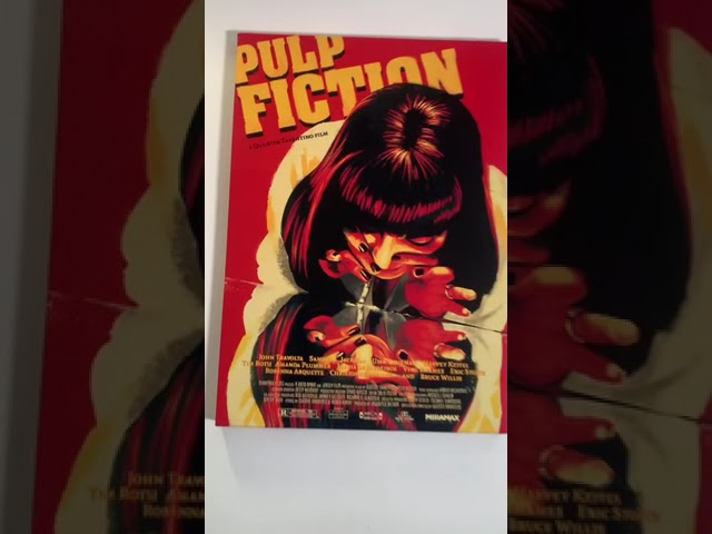 Vídeo relacionado con KUSTOM ART Cuadro cuadro de estilo vintage de la serie de pósteres de la película famosa Pulp Fiction, impresión sobre madera, 30 x 21 cm.