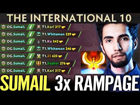 🔥 TI10 SUMAIL 3x RAMPAGE Tiny Carry 100% New World Record — OG vs T1 Dota 2 Pro
