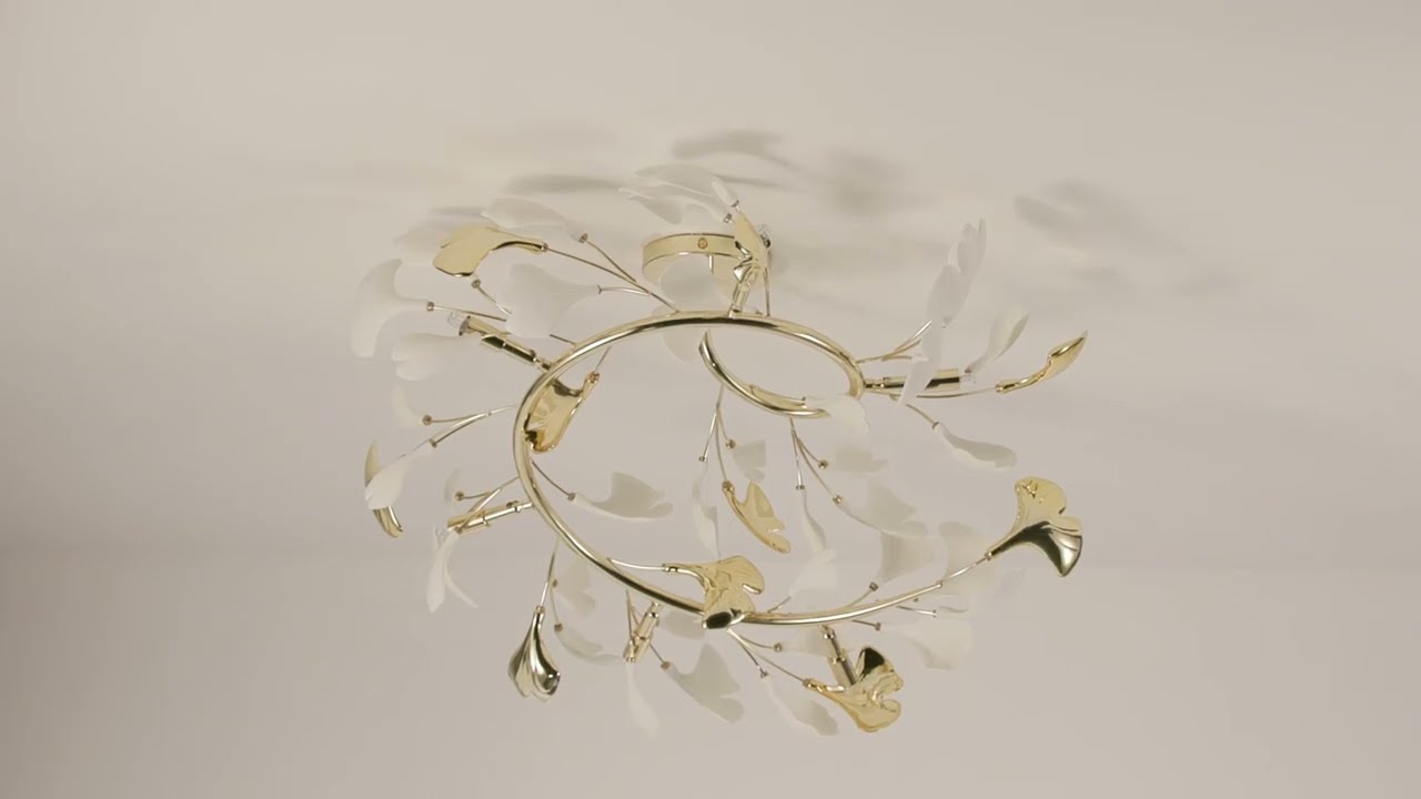 Video 1 Watch A Video About the Possini Euro Descanso Gold and Ceramic 6 Light Ceiling Light