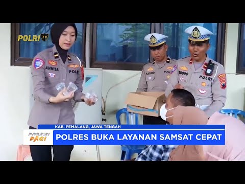 POLWAN POLRES PEMALANG BAGIKAN AIR MINUM GRATIS WARGA YANG ANTRE BAYAR PAJAK