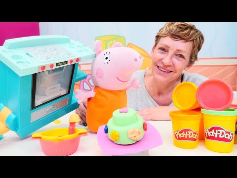Play Doh Schule mit Nicole. Wir machen eine Pistazien Torte. Knete Video auf Deutsch