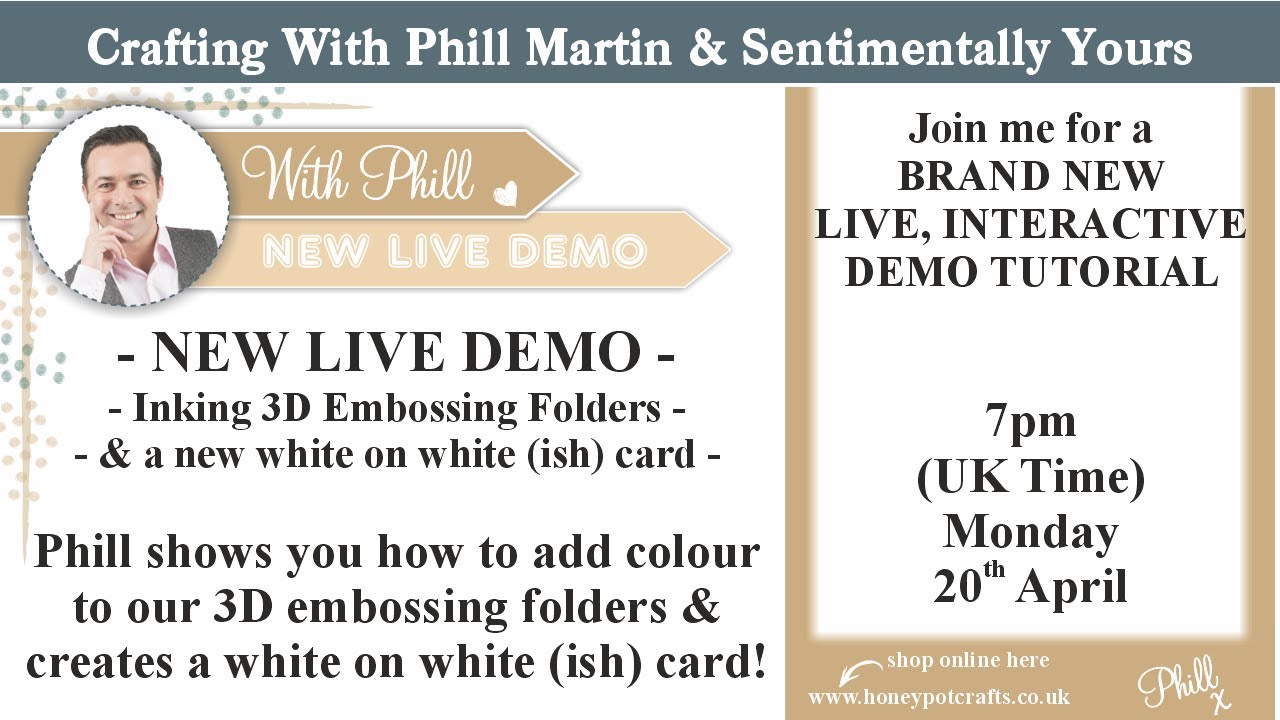 NEW LIVE DEMO - Inking 3D Embossing Folders & New White on White (ish) Card