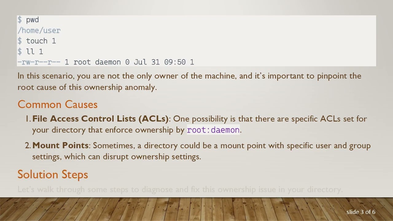 Fixing the Issue of Wrong Owner Upon File Creation in a Specific Directory