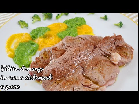 BUONISSIMO FILETTO DI MANZO IN CREMA DI BROCCOLI E ZUCCA RICETTA FACILE E DELIZIOSA