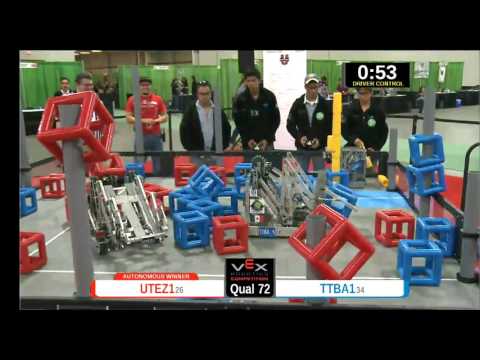 2015 VEXU Q72 - UTEZ1 vs TTBA1 - 75 to 35-Division Div-VEX U-VEX Worlds 2015