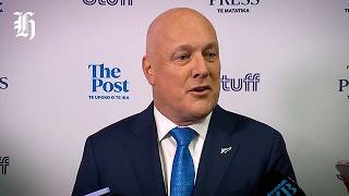 Christopher Luxon speaks to the media following final debate with Hipkins