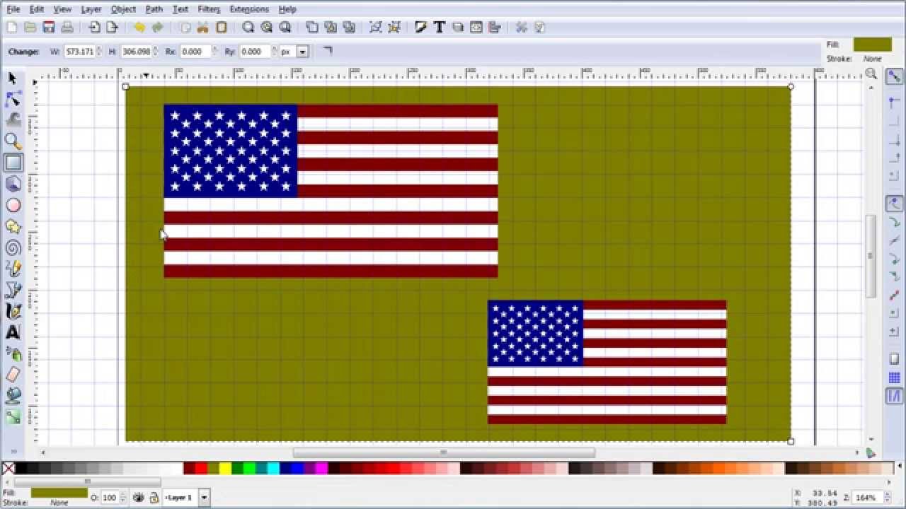 Inkscape Tutorial Showing How To Make the Flag of the United States of America