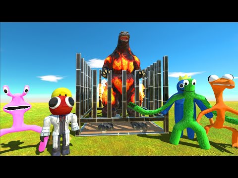 X6 Rainbow Friends Rescue Godzilla Burning - Animal Revolt Battle Simulator