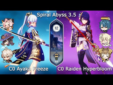 C0 Ayaka Freeze x C0 Raiden Hyperbloom - Spiral Abyss 3.4/3.5 Floor 12 Genshin Impact
