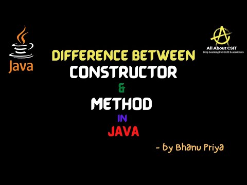 Difference Between Constructor And Method Lec 33 Java Tutorial Bhanupriya