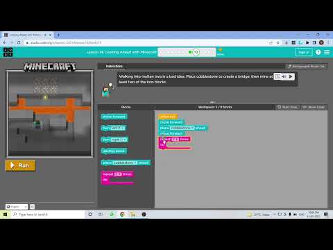 L14-10 |Code.org | Express-2021 | Lesson 14: Looking Ahead with Minecraft | level 10