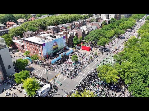 Drone: The Great Lag BaOmer Parade in Crown Heights - 2024
