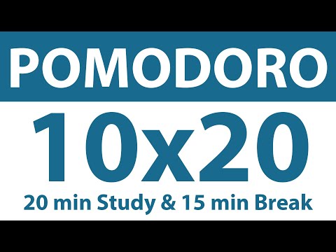 Pomodoro Technique | 10 x 20 min | 20 min Study & 15 min Break | Study Timer | No Music