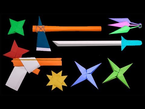 Top 06 Easy Origami Ninja Star/sword/gun - How to make