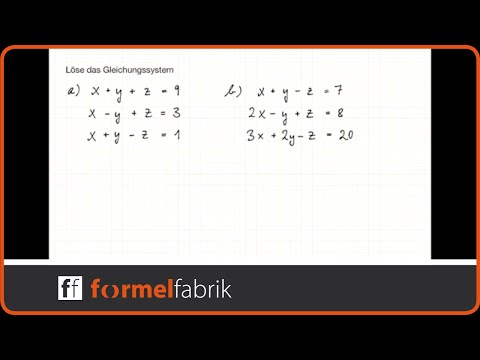 Übungsaufgaben Gleichungssystem mit 3 Variablen (mittelschwer)