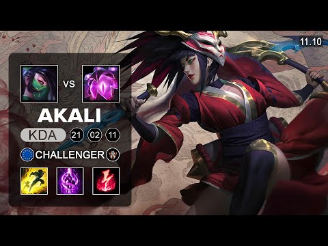 Akali Mid vs Vel'koz - EUW Challenger Patch 11.10