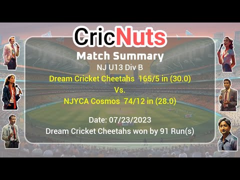 Dream Cricket Cheetahs vs NJYCA Cosmos - 07/23/2023 - USAC Junior 2023 -New Jersey Hub U13 - NJ U13