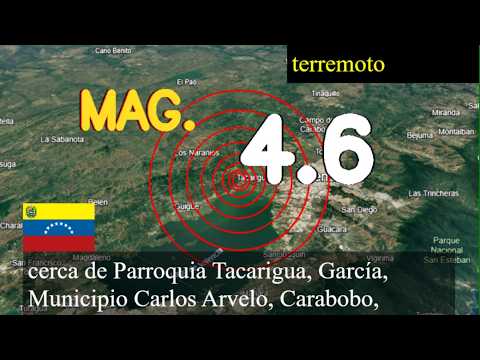 😱🚨  terremoto cerca de la Parroquia Tacarigua, García, Municipio Carlos Arvelo, Carabobo, Venezuela