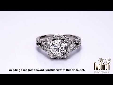 Halo Engagement Ring Bridal Set (2 Rings) (1.47 Ct. Twt.)-TwoBirch-ST-ENG-201-WG-J5H