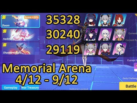 Honkai Impact 3: Doom 35328 (+20%), Hellmaru 30240, Shadow Knight 29119 | Memorial Arena