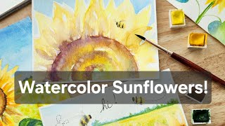 Loose and easy watercolor Sunflowers for beginners! #Watercolortutorial #watercolor 