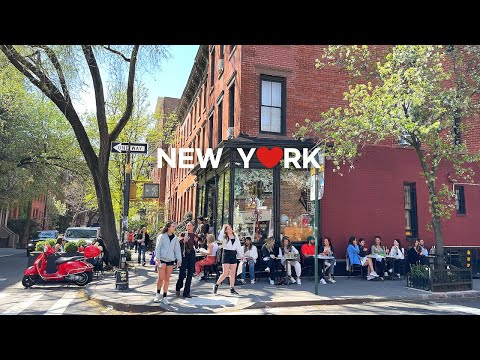 [4K]🇺🇸Lively spring vibes in West Village🌷🌸, New York City🗽🚕 Apr. 2024