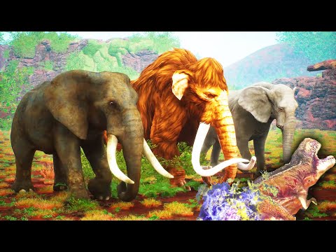 2 Elephant Vs Zombie T-Rex Fight Woolly Mammoth turns into Zombie Mammoth Rescue Save Two Elephants