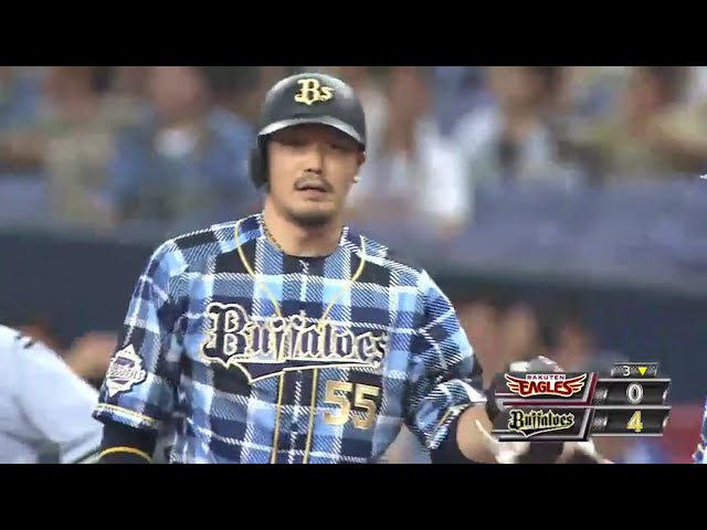 【3回裏】バファローズ・T-岡田がイーグルス・則本から走者一掃の3点タイムリー!! 2016/8/20 Bs-E
