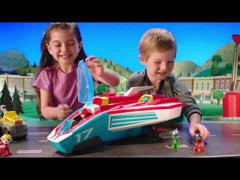 Paw Patrol, Super Paws, 2-in-1 Transforming Mighty Pups Jet Command Center with Lights and Sounds