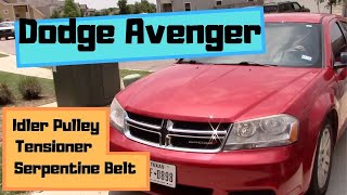 How to replace serpentine belt, tensioner and idler pulley on Dodge Avenger (Fix engine noise!)